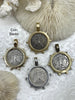 Image of Reproduction Coin Pendant, Morgan Peace Dollar Coin Pendant, Coin Bezel, Vintage Coin Pendant, Silver Coin, 4 bezel colors. Fast Ship