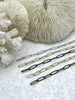 Image of Paperclip Chain Brass Long Skinny Oval Rectangle Paperclip textured Chain 15mm x 5mm x .75 mm Sold by the foot Electroplated Fast Ship