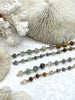 Image of Gemstone Crystal Mix Rosary Chain, Picture Jasper, Amazonite, Crystal. Bronze or Gold. Round, cube and rondelle beads 1 Meter (39")Fast Ship