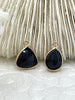 Image of Gold Soldered Black Stone Pendant , 2 Shapes .Stone Pendant Fast Ship