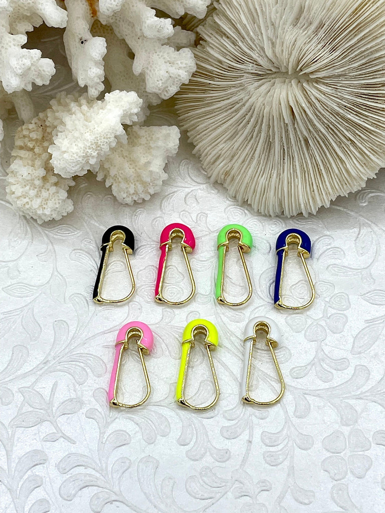 Colorful Enamel Safety Pin Charm/Clasp/Pendant/Earrings, Safety Pin Pendant/Clasp, Enamel Safety Pin Clasp, 7 to choose from. Fast Ship Bling by A