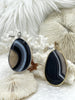 Image of Black Mixed Color Agate Pendant with Wire Wrapped Bezel Brass Gold or Silver Natural Stone Variety of Sizes and Color Stone PendantFast Ship