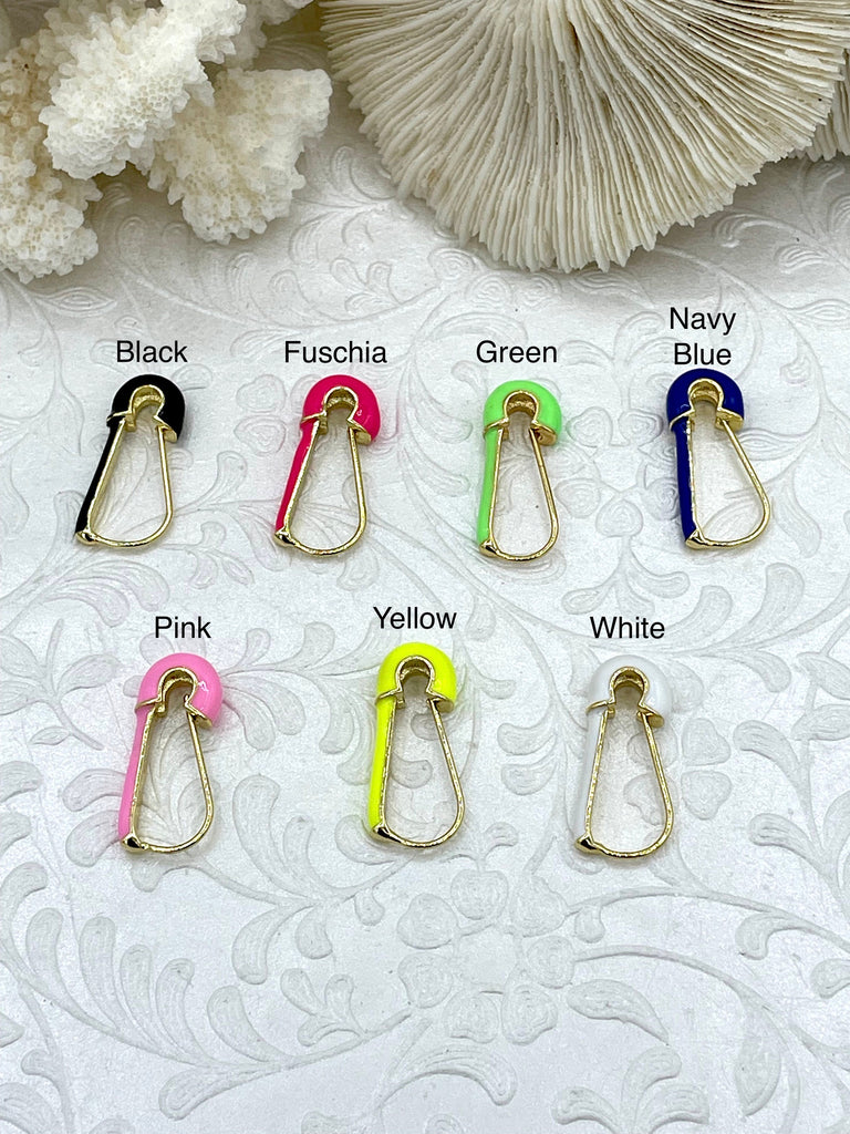 Colorful Enamel Safety Pin Charm/Clasp/Pendant/Earrings, Safety