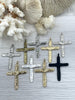 Image of Brass Textured Cross, Religious Large Cross, Brass Cross Charm, Cross Pendant, Mens Cross, Women's Cross 61mm x 43mm 9 Finishes Fast Ship