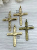 Image of Brass Textured Cross, Religious Large Cross, Brass Cross Charm, Cross Pendant, Mens Cross, Women's Cross 61mm x 43mm 9 Finishes Fast Ship
