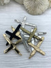 Image of Brass Textured Cross, Religious Large Cross, Brass Cross Charm, Cross Pendant, Mens Cross, Women's Cross 61mm x 43mm 9 Finishes Fast Ship