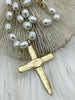 Image of Brass Textured Cross, Religious Large Cross, Brass Cross Charm, Cross Pendant, Mens Cross, Women's Cross 61mm x 43mm 9 Finishes Fast Ship