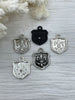 Image of Fleur De Lis Shield Charms with CZ, Fleur De Lis Charm, 9 Finishes, Brass Charm, Fleur de lis Pendant, French Charm, Paris Charm, Fast Ship.