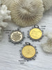 Image of French Horticole De Dison Pendant, Horse Coin Pendant, French Pendant, Le Monde Coin, Clear Spike & Round Pearl Accents Coin.Fast Ship