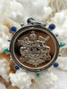 Image of Horse Coin Pendant/French Angel Replica Coin,French Coin Pendant,Equestrian Coin, Emerald CZ Spike/Round Blue crystal Accents Fast Ship