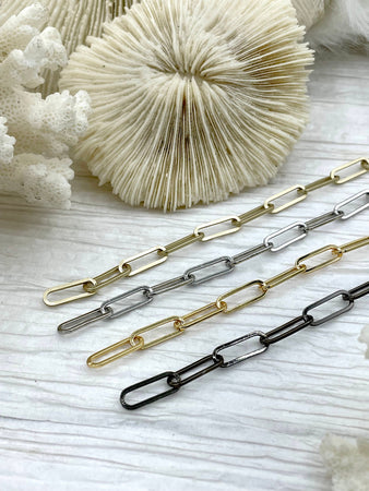 Paperclip Chain Brass High Quality 3 colors Oval Rectangle Paperclip Chain Sold by the foot Electroplated Fast Ship