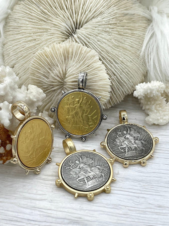 Reproduction Peso Coin Pendant, Coin Bezel, Mexican Coin, Horse Coin, Horse Pendant, Equestrian Pendant, Equestrian Coin. Fast Ship