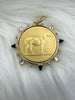 Image of French Horticole De Dison, Le Monde and Pendant, Horse Coin Pendant, French Pendant, French Coin, Black Spike and Round CZ Accents Coin