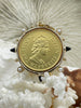 Image of Queen Elizabeth II Coin Pendant, Royal Coin Pendant, Queen Coin Pendant, Black Spike and Pearl Accents, Reproduction Coins Fast Ship