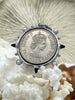 Image of Queen Elizabeth II Coin Pendant, Royal Coin Pendant, Queen Coin Pendant, Black Spike and Pearl Accents, Reproduction Coins Fast Ship