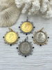 Image of Queen Elizabeth II Coin Pendant, Royal Coin Pendant, Queen Coin Pendant, Black Spike and Pearl Accents, Reproduction Coins Fast Ship