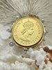Image of Queen Elizabeth II Coin Pendant, Queen Elizabeth II Coin with Bezel,Royal Coin Pendant,Queen Coin Aqua CZ and Pearl Accents Fast Ship