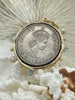 Image of Queen Elizabeth II Coin Pendant, Queen Elizabeth II Coin with Bezel,Royal Coin Pendant,Queen Coin Aqua CZ and Pearl Accents Fast Ship