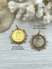 Image of Queen Elizabeth II Coin Pendant, Queen Elizabeth II Coin with Bezel,Royal Coin Pendant,Queen Coin Aqua CZ and Pearl Accents Fast Ship
