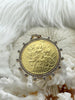 Image of Reproduction Peso Coin Pendant, Mexican Coin, Horse Pendant, Equestrian Pendant, Equestrian Coin Bezel W/Cubic Zirconia. Fast Ship