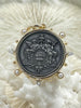 Image of French Horticole De Dison Pendant, Horse Coin Pendant, French Pendant, Le Monde Coin, Clear Spike & Round Pearl Accents Coin.Fast Ship
