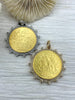 Image of Reproduction Peso Coin Pendant, Mexican Coin, Horse Pendant, Equestrian Pendant, Equestrian Coin Bezel W/Cubic Zirconia. Fast Ship