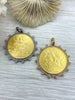 Image of Reproduction Peso Coin Pendant, Mexican Coin, Horse Pendant, Equestrian Pendant, Equestrian Coin Bezel W/Cubic Zirconia. Fast Ship