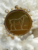 Image of French Horticole De Dison Pendant, Horse Coin Pendant, French Pendant, Le Monde Coin, Clear Spike & Round Pearl Accents Coin.Fast Ship