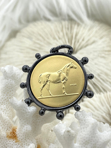 French Horticole De Dison, Le Monde and Horse Pendant, Horse Coin, French Pendant, French Coin, Gold Coin, French Coin, Fast Ship