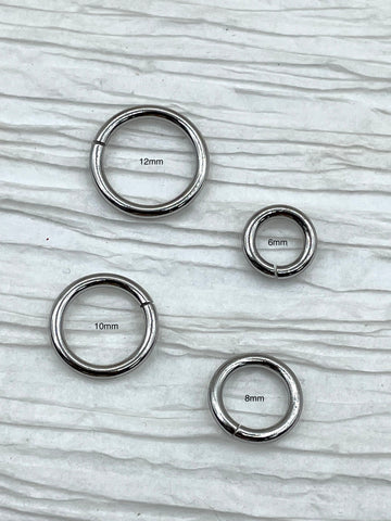 Jump Rings Rhodium/Silver Plated,4mm,6mm,8mm,10mm, or 12mm, PK of 10, Brass Jump Rings, OPEN Ring, Heavy 15 GA (1.8mm) Jump Rings, Fast Ship