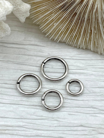 Jump Rings Burnished Silver, 4mm, 6mm, 8mm, 10mm, or 12mm, PK of 10, Brass Jump Rings, OPEN Ring, Heavy 15 GA (1.8mm) Jump Rings, Fast Ship