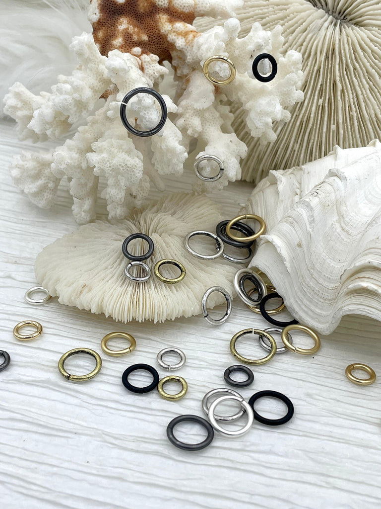 Jump Rings Burnished Silver, 4mm, 6mm, 8mm, 10mm, or 12mm, PK of 10, Brass Jump Rings, OPEN Ring, Heavy 15 GA (1.8mm) Jump Rings, Fast Ship