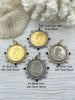Image of Queen Elizabeth II Coin Pendant, Royal Coin Pendant, Queen Coin Pendant, Black Spike and Pearl Accents, Reproduction Coins Fast Ship