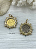 Image of Queen Elizabeth II Coin Pendant, Queen Elizabeth II Coin with Bezel,Royal Coin Pendant,Queen Coin Aqua CZ and Pearl Accents Fast Ship