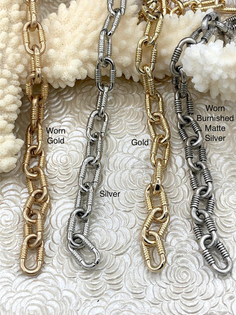 Chunky Statement Chain,Bulky Link chain Gold, Rhodium, Burnish Matte Silver or Worn Gold Plated. Rectangle Statement PaperClip 18mm x 10mm