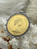 Image of Queen Elizabeth II Coin Pendant,Royal Pendant,Queen Pendant,Coin with Pearl and CZ Accents,Queen Elizabeth II Coin, 3 Styles. Fast Ship