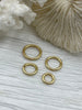 Image of Jump Rings Matte Gold, 4mm, 6mm, 8mm, 10mm, or 12mm, PK of 10, Brass Jump Rings, OPEN Ring, Heavy 15 GA (1.8mm) Jump Rings, Fast Ship