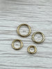 Image of Jump Rings Gold Plated, 4mm, 6mm, 8mm, 10mm, or 12mm, PK of 10, Brass Jump Rings, OPEN Ring, Heavy 15 GA (1.8mm) Jump Rings, Fast Ship