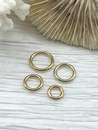 Jump Rings Gold Plated, 4mm, 6mm, 8mm, 10mm, or 12mm, PK of 10, Brass Jump Rings, OPEN Ring, Heavy 15 GA (1.8mm) Jump Rings, Fast Ship