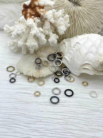 Jump Rings Matte Black, 4mm, 6mm, 8mm, 10mm, or 12mm, PK of 10, Brass Jump Rings, OPEN Ring, Heavy 15 GA (1.8mm) Jump Rings, Fast Ship