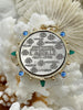 Image of L'abielle Bee Coin Pendant,French Bee Coin w/ Bezel,Bee Pendant,2 Styles, Fleur De Lis Coin with Emerald and Blue CZ Accents Fast Ship