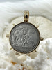 Image of Belgium Hainaut Horse Coin Pendant, Double Horse Coin, Coin Bezel, French Coin, Art Deco Coin, Silver Coin, 4 Bezel Colors. Fast Ship