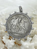 Image of Belgium Hainaut Horse Coin Pendant,Silver Coin, Double Horse Coin, French coin, Cubic Zirconia and Pearl Accents, 2 Styles. Fast Ship