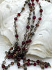 Image of Gemstone Crystal mix Rosary Faceted Red Agate w/Mixed Crystal Shapes,Crystal Beaded Chain 4mm or 6mm Beads, Bronze pin 1 Meter(39")Fast Ship