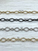 Image of Brass Mixed Link Medium Cable Chain Oval/Round sold by the foot. 10mm x 14mm oval 6mm round. Electroplated brass, 3 finishes Fast ship