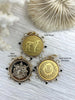 Image of French Horticole De Dison, Le Monde and Pendant, Horse Coin Pendant, French Pendant, French Coin, Black Spike and Round CZ Accents Coin