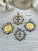 Image of L'abielle Bee Coin Pendant,French Bee Coin w/ Bezel,Bee Pendant, 2 Styles, Fleur De Lis Coin with Black CZ and Pearl Accents Fast Ship