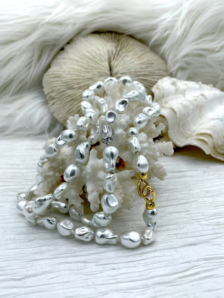 Hand Knotted Vintage Porcelain White Glass Pearl Replica Freshwater ...
