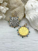 Image of L'abielle Bee Coin Pendant,French Bee Coin w/ Bezel,Bee Pendant,2 Styles, Fleur De Lis Coin with Emerald and Blue CZ Accents Fast Ship