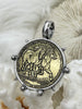 Image of Belgium Hainaut Horse Coin Pendant, Double Horse Coin, Coin Bezel, French Coin, Art Deco Coin, Silver Coin, 4 Bezel Colors. Fast Ship